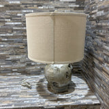 Decorative Carved Base w/ Beige Shade TABLE LAMP 17d23h