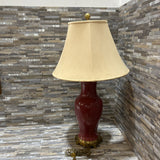 Vintage Ceramic Base w/ Brass Accents TABLE LAMP 18d30h