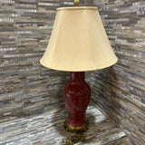 Vintage Ceramic Base w/ Brass Accents TABLE LAMP 18d30h