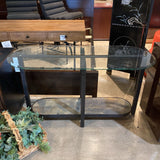 Industrial Oval 2-Tier Glass Top CONSOLE TABLE 52Wx20Dx28H