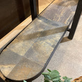 Industrial Oval 2-Tier Glass Top CONSOLE TABLE 52Wx20Dx28H