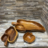 3pc Set Leaf Shaped Wooden Bowls ACCESSORIES