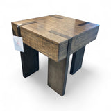 Rustic Modern Kraus Table END/SIDE TABLE Brown/Black 25w23.5d25h