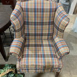 Fine Custom Fireside Plaid Wingback CHAIR 35w26d43h