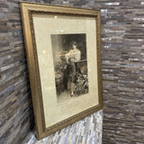 "Italian Flower Girl" Framed Lithograph ART WORK 24x31
