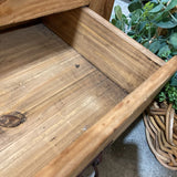 Rustic Pine 2-Drawer Glass Insert Top on Casters COFFEE/COCKTAIL TABLE 43Wx30Dxx19H