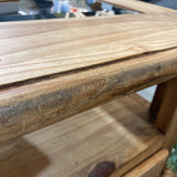 Rustic Pine 2-Drawer Glass Insert Top on Casters COFFEE/COCKTAIL TABLE 43Wx30Dxx19H