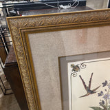 Botanical Print - Floral & Birds ART WORK 34.5Wx40.5H