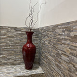 Handcrafted Red Bamboo Floor Vase w/ Faux Branches ACCESSORIES 10d31h