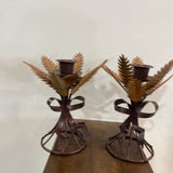 2pc Set Autumnal Metal Candle Holders ACCESSORIES 4Wx6H
