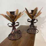 2pc Set Autumnal Metal Candle Holders ACCESSORIES 4Wx6H