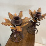 2pc Set Autumnal Metal Candle Holders ACCESSORIES 4Wx6H
