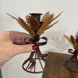 2pc Set Autumnal Metal Candle Holders ACCESSORIES 4Wx6H