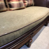 Thomasville Sorrento Single Seat Leather & Wood Frame w/ Ottoman & Pillows SOFA 90Wx36Dx40H