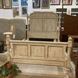 QUEEN Distressed Light Wood High Back BEDS 63Wx90Dx67H