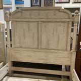 QUEEN Distressed Light Wood High Back BEDS 63Wx90Dx67H