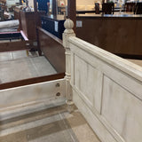 QUEEN Distressed Light Wood High Back BEDS 63Wx90Dx67H