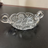 American Cut Crystal Dish w/ Applied Handle ACCESSORIES 6Wx2.5H