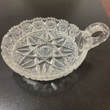 American Cut Crystal Dish w/ Applied Handle ACCESSORIES 6Wx2.5H