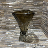 John Richard Abstract Brown Handblown Glass Vase ACCESSORIES 8d13.5h