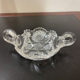 American Brilliant Cut Sawtooth Bowl w/ Applied Handles ACCESSORIES 9Wx6Dx2.5