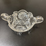 American Brilliant Cut Sawtooth Bowl w/ Applied Handles ACCESSORIES 9Wx6Dx2.5