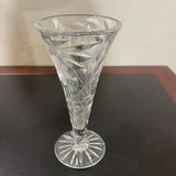 Floral Etched Glass Footed Vase ACCESSORIES 4Wx8H