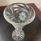 Floral Etched Glass Footed Vase ACCESSORIES 4Wx8H