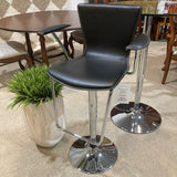 Wholesale Interiors Inc Adjustable Chrome Base Stool BAR/COUNTER STOOL Black 26w16d43h