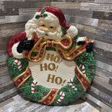 Fitz & Floyd Santa Wreath Canape Plate HO HO HO ACCESSORIES 8.5Wx10H
