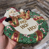 Fitz & Floyd Santa Wreath Canape Plate HO HO HO ACCESSORIES 8.5Wx10H