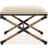 Linen Top X-Base with Natural Twine Accents BENCH 24Wx18Dx17H