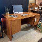 silver Vintage Danish Teak Lockable w/ File Drawers DESKS 60Wx30Dx28.5H