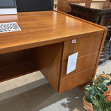 silver Vintage Danish Teak Lockable w/ File Drawers DESKS 60Wx30Dx28.5H