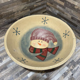 Folk Art Style Holiday Snowman Wood Bowl ACCESSORIES 12Wx3.75H