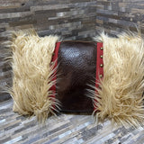 Hiend Accents Ruidoso Mongolian Fur Studded Leather Pillow ACCESSORIES 12x19