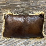 Hiend Accents Ruidoso Mongolian Fur Studded Leather Pillow ACCESSORIES 12x19