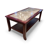 Cherry Finish Wood w/ Faux Stone Insert Top COFFEE/COCKTAIL TABLE 44w22d18h