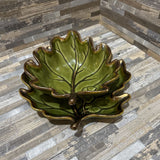2pc Set Glazed Ceramic Leaf Platter & Bowl ACCESSORIES Green 8w9d2h