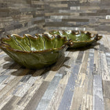 2pc Set Glazed Ceramic Leaf Platter & Bowl ACCESSORIES Green 8w9d2h