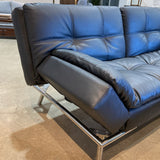 Folding Faux Leather Futon FURNITURE Black 78w48d20h