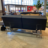 Folding Faux Leather Futon FURNITURE Black 78w48d20h