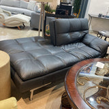 Folding Faux Leather Futon FURNITURE Black 78w48d20h