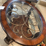 Ornate Glass Top Round Table COFFEE/COCKTAIL TABLE 55"w48"d22"h