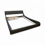 Faux Leather Upholstered Platform Queen Bed BEDS Black 65w90d25h