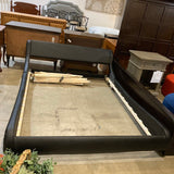 Faux Leather Upholstered Platform Queen Bed BEDS Black 65w90d25h