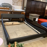 Faux Leather Upholstered Platform Queen Bed BEDS Black 65w90d25h