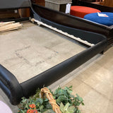 Faux Leather Upholstered Platform Queen Bed BEDS Black 65w90d25h