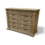Ornate Distressed 10-Drawer DRESSERS/CHESTS 66w22d45h