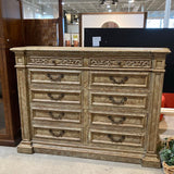 Ornate Distressed 10-Drawer DRESSERS/CHESTS 66w22d45h